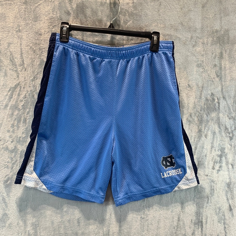 UNC Tar Heels Lacrosse Mesh Athletic Shorts Blue Boys Large Drawstring Pockets